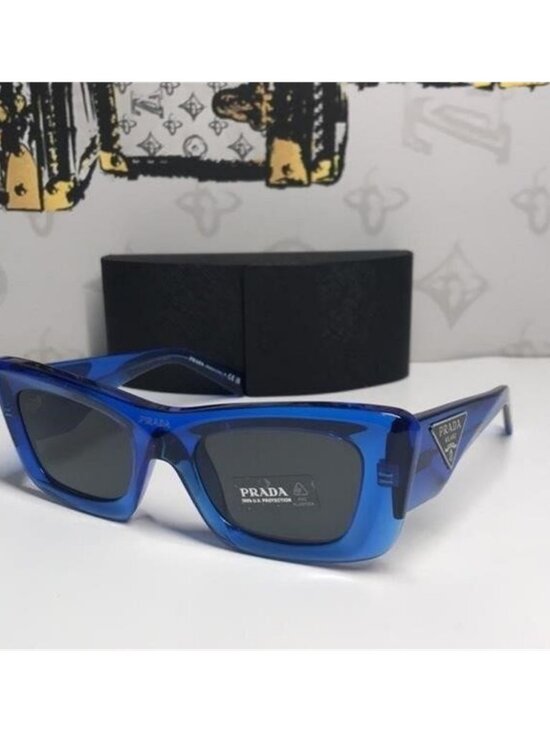 New Authentic Prada PR13Z Sunglasses – Blue Frame / Grey Lenses, Square Shape
